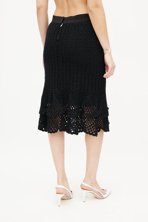 Dolce 
Gabbana Black Crochet 
Silk Slip Skirt