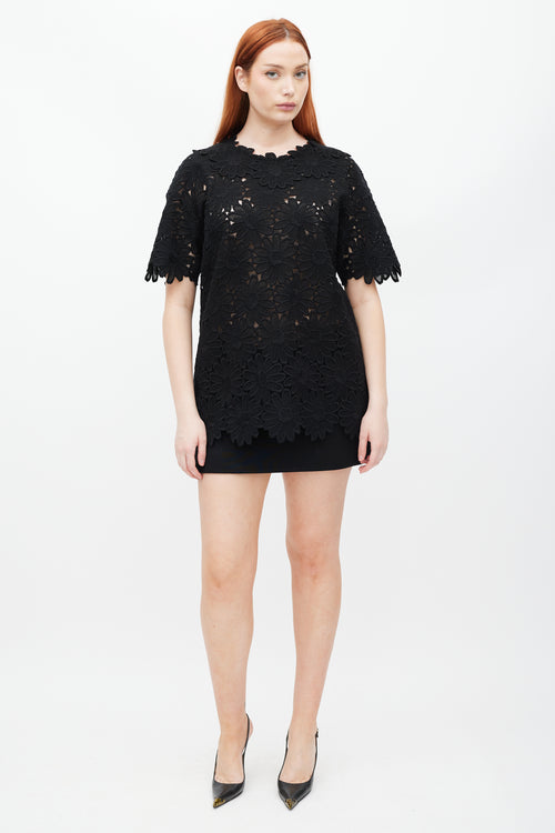 Dolce 
Gabbana Black Crocheted Floral Top