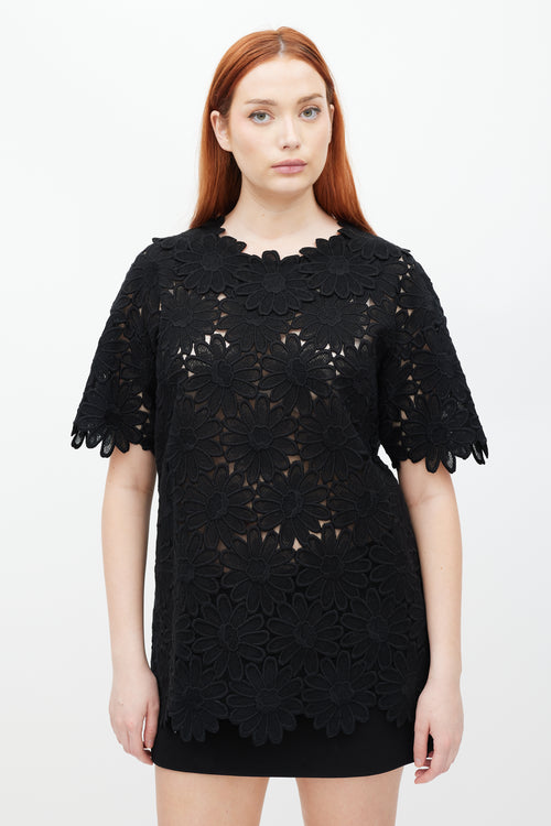 Dolce 
Gabbana Black Crocheted Floral Top