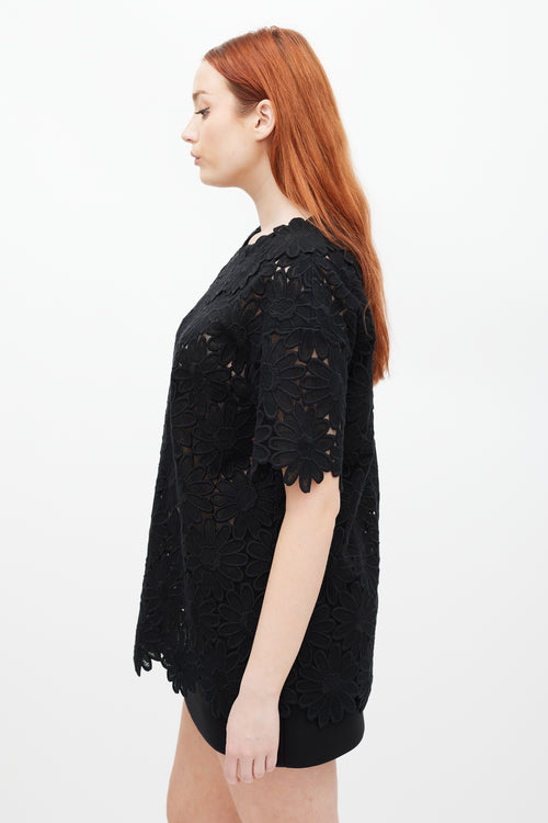 Dolce 
Gabbana Black Crocheted Floral Top