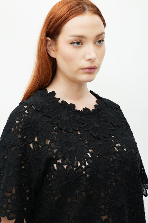 Dolce 
Gabbana Black Crocheted Floral Top