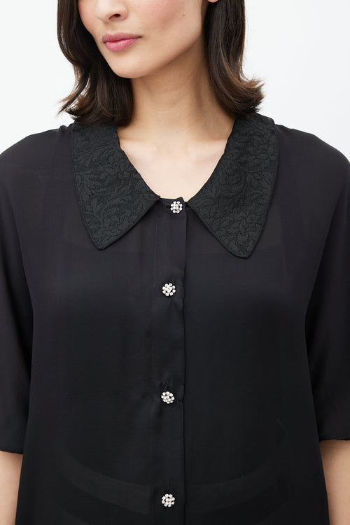 Dolce 
Gabbana Black Floral Brocade Silk Shirt