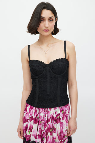 Dolce 
Gabbana Black Floral Lace Bustier Top