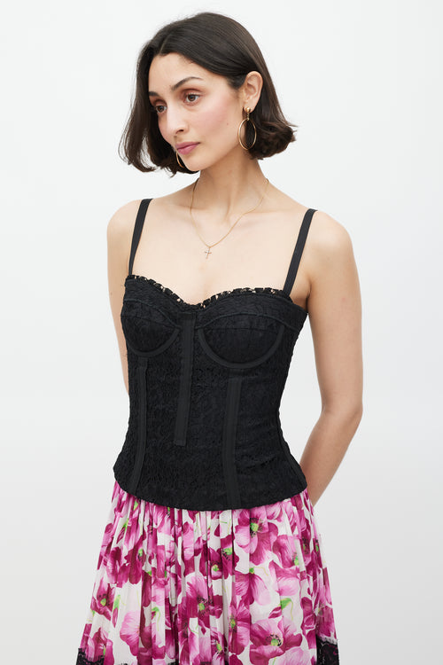 Dolce 
Gabbana Black Floral Lace Bustier Top