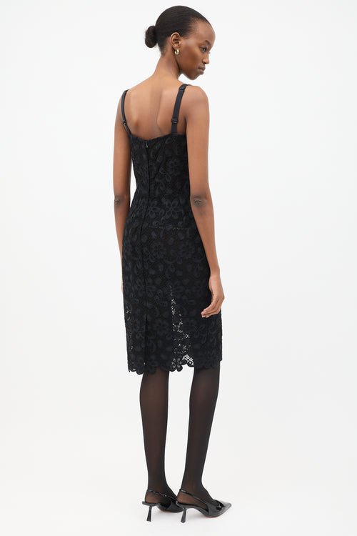 Dolce 
Gabbana Black Floral Lace Midi Dress