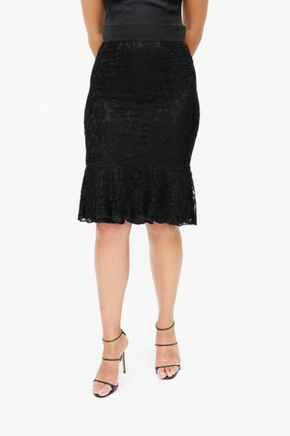 Dolce 
Gabbana Black Floral Lace Skirt