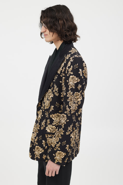 Dolce 
Gabbana Black 
Gold Floral Brocade Blazer