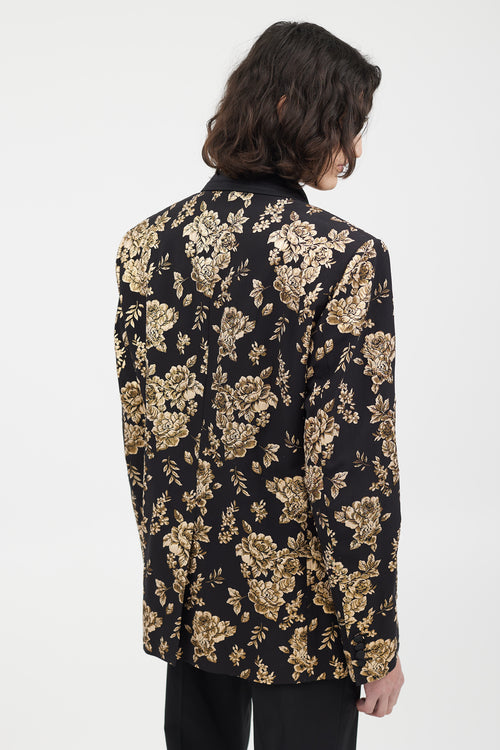 Dolce 
Gabbana Black 
Gold Floral Brocade Blazer