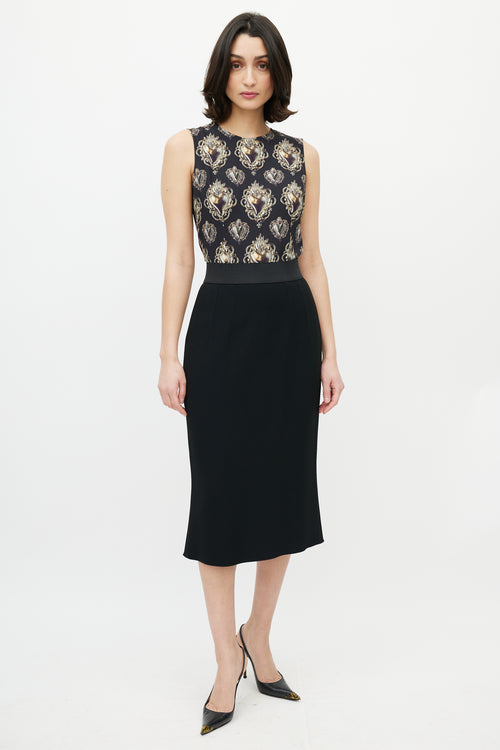 Dolce 
Gabbana Black 
Gold Heart Crest Sleeveless Blouse