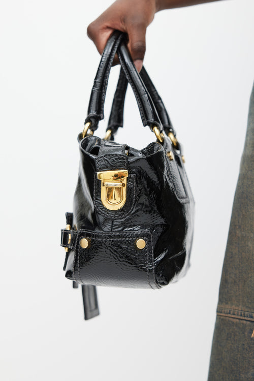 Dolce 
Gabbana Black 
Gold Patent Leather Bag