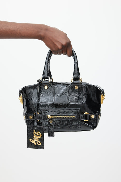 Dolce 
Gabbana Black 
Gold Patent Leather Bag