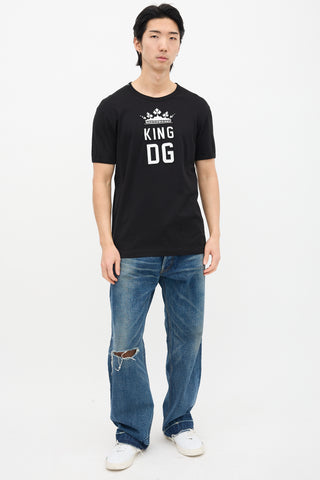 Dolce 
Gabbana Black King DG Patch T-Shirt