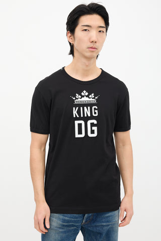 Dolce 
Gabbana Black King DG Patch T-Shirt