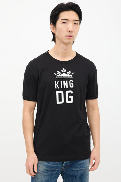 Dolce 
Gabbana Black King DG Patch T-Shirt