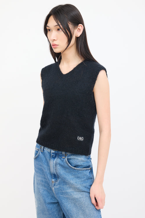 Dolce 
Gabbana Black Knit V-Neck Vest