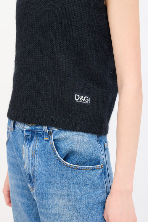 Dolce 
Gabbana Black Knit V-Neck Vest