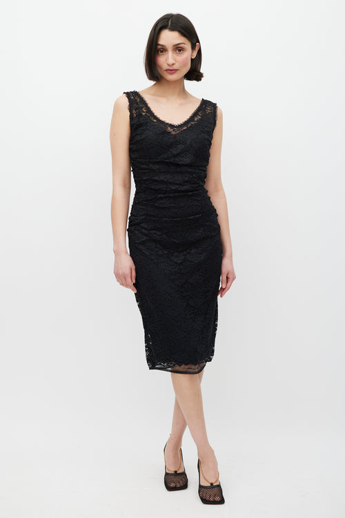 Dolce 
Gabbana Black Lace Gathered Dress