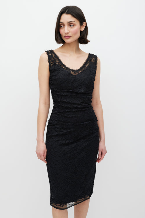 Dolce 
Gabbana Black Lace Gathered Dress