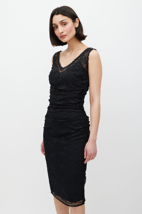 Dolce 
Gabbana Black Lace Gathered Dress