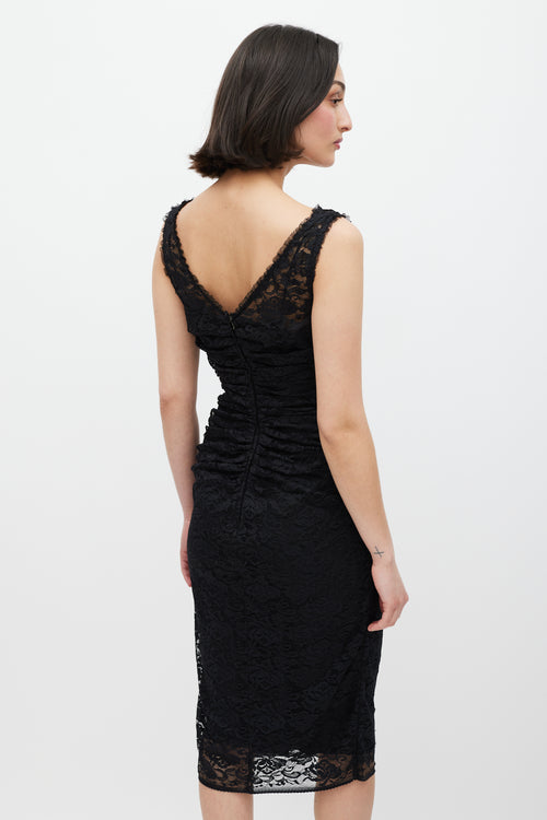 Dolce 
Gabbana Black Lace Gathered Dress