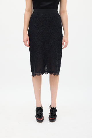 Dolce 
Gabbana Black Lace Overlay Midi Skirt