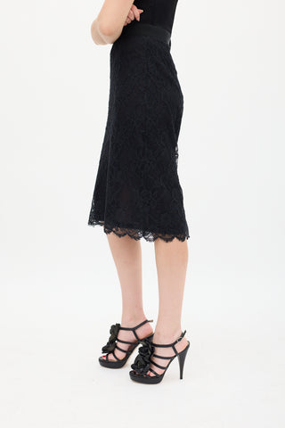 Dolce 
Gabbana Black Lace Overlay Midi Skirt