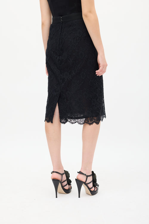 Dolce 
Gabbana Black Lace Overlay Midi Skirt