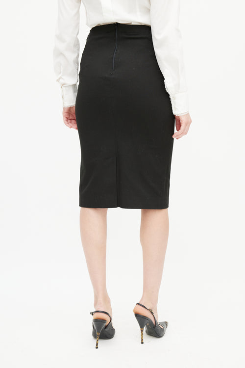 Dolce 
Gabbana Black Lace Up Pencil Midi Skirt