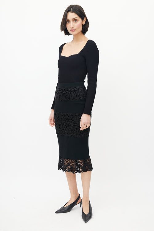 Dolce 
Gabbana Black Lace Tiered Skirt