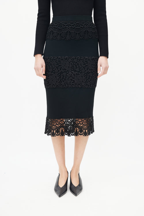 Dolce 
Gabbana Black Lace Tiered Skirt