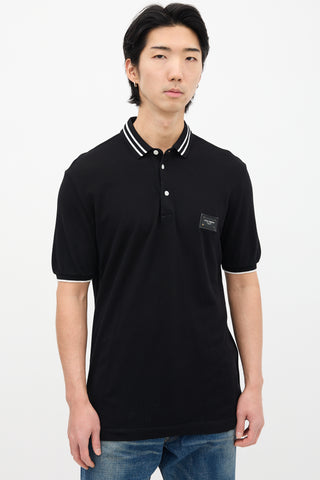 Dolce 
Gabbana Black Logo Tab Polo