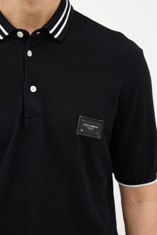 Dolce 
Gabbana Black Logo Tab Polo