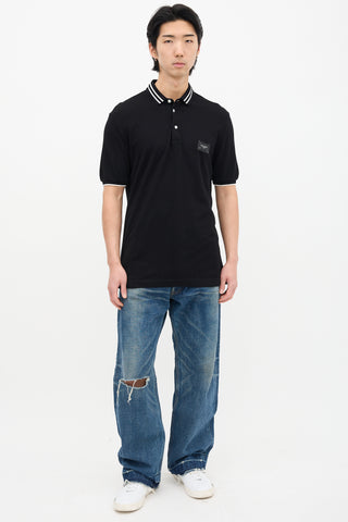 Dolce 
Gabbana Black Logo Tab Polo