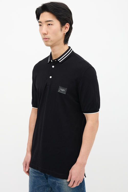 Dolce 
Gabbana Black Logo Tab Polo