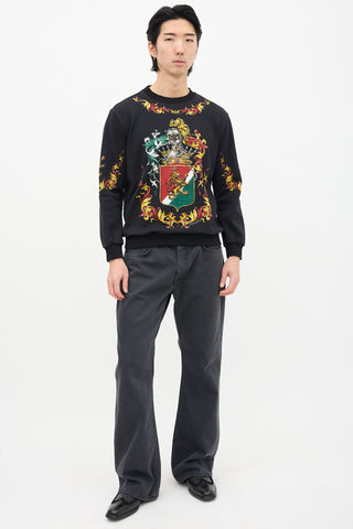 Dolce 
Gabbana Black 
Multi Armour Graphic Crewneck