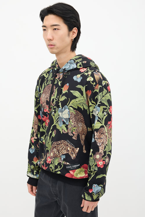 Dolce 
Gabbana Black 
Multi Floral Graphic Hoodie