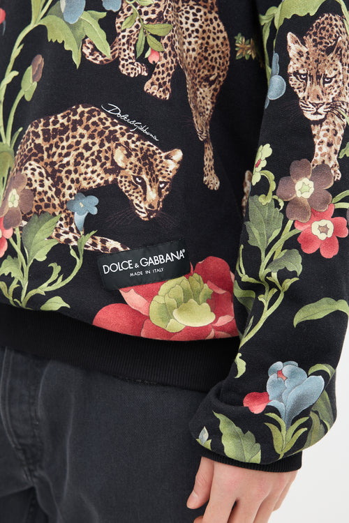 Dolce 
Gabbana Black 
Multi Floral Graphic Hoodie