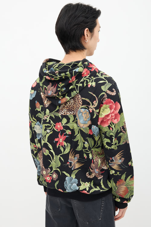 Dolce 
Gabbana Black 
Multi Floral Graphic Hoodie