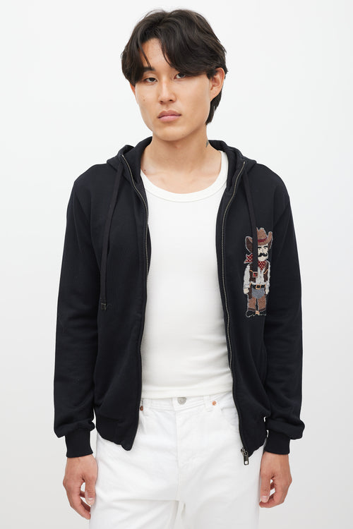 Dolce 
Gabbana Black 
Multicolour Cowboy Embroidered Hoodie