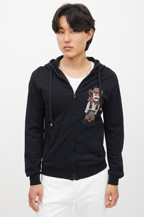 Dolce 
Gabbana Black 
Multicolour Cowboy Embroidered Hoodie