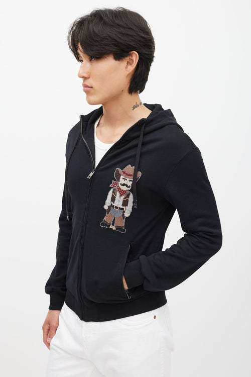 Dolce 
Gabbana Black 
Multicolour Cowboy Embroidered Hoodie