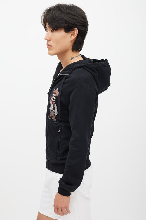 Dolce 
Gabbana Black 
Multicolour Cowboy Embroidered Hoodie