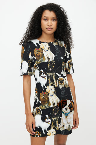 Dolce 
Gabbana Black 
Multicolour Dog Print Dress