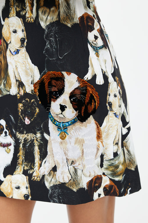 Dolce 
Gabbana Black 
Multicolour Dog Print Dress