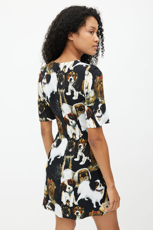 Dolce 
Gabbana Black 
Multicolour Dog Print Dress