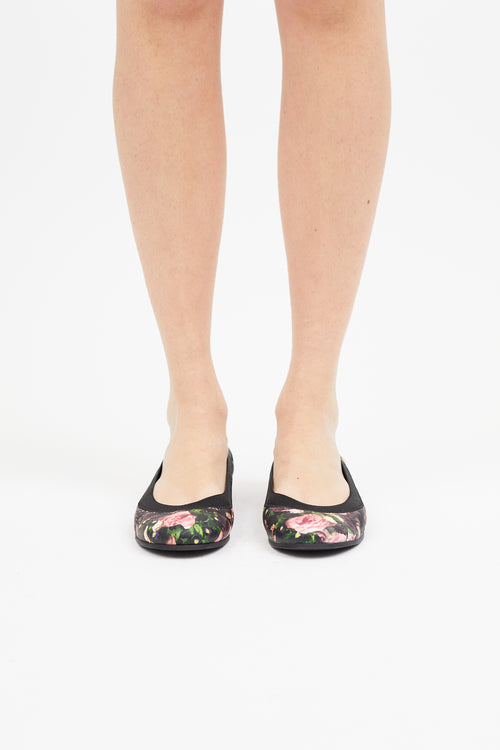 Givenchy Black 
Multicolour Leather Floral Ballet Flat