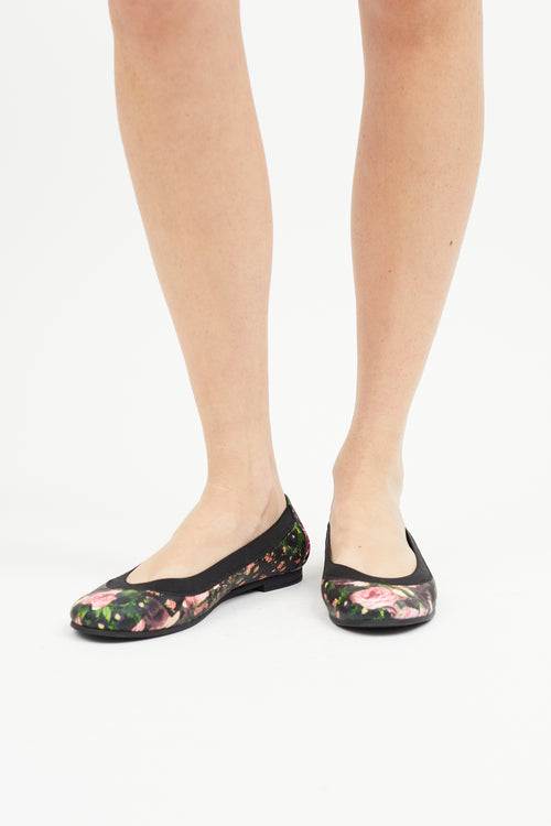 Givenchy Black 
Multicolour Leather Floral Ballet Flat