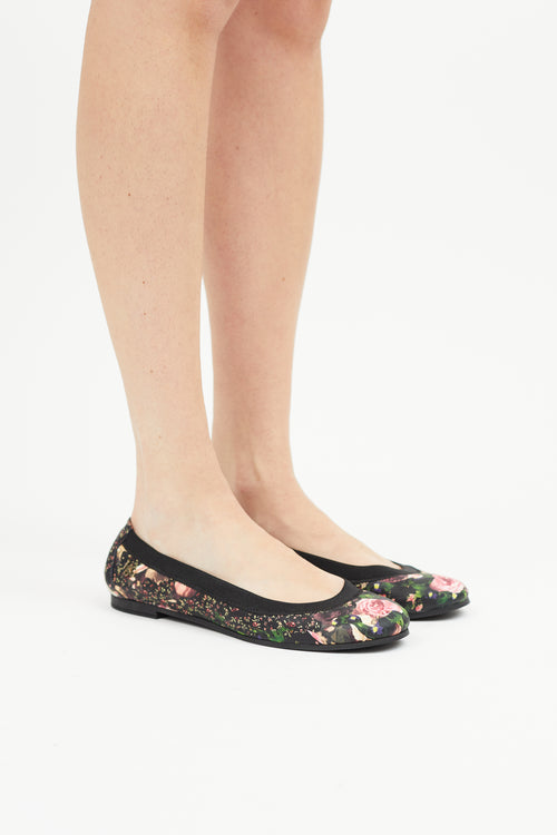 Givenchy Black 
Multicolour Leather Floral Ballet Flat