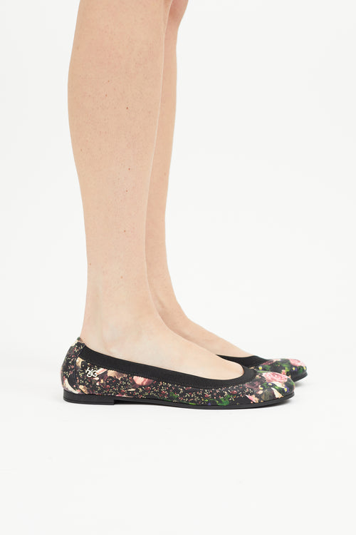 Givenchy Black 
Multicolour Leather Floral Ballet Flat