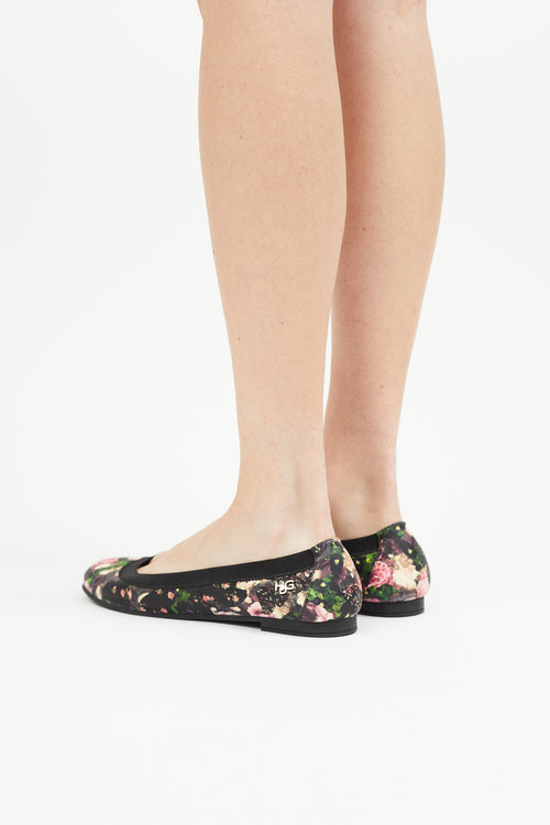 Givenchy Black 
Multicolour Leather Floral Ballet Flat